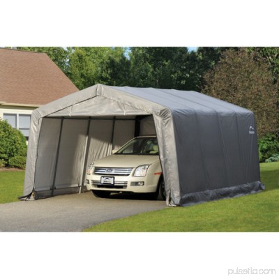 Shelterlogic Garage-in-a-Box Compact 12' x 16' x 8' Peak Style Garage, Gray 554795434